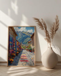 Pisac Market Art Print, Andean Textile Decor - Peru Summer Wall Art