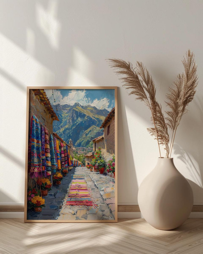 Pisac Market Art Print, Andean Textile Decor - Peru Summer Wall Art