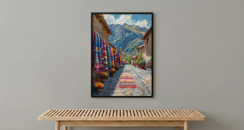 Pisac Market Art Print, Andean Textile Decor - Peru Summer Wall Art