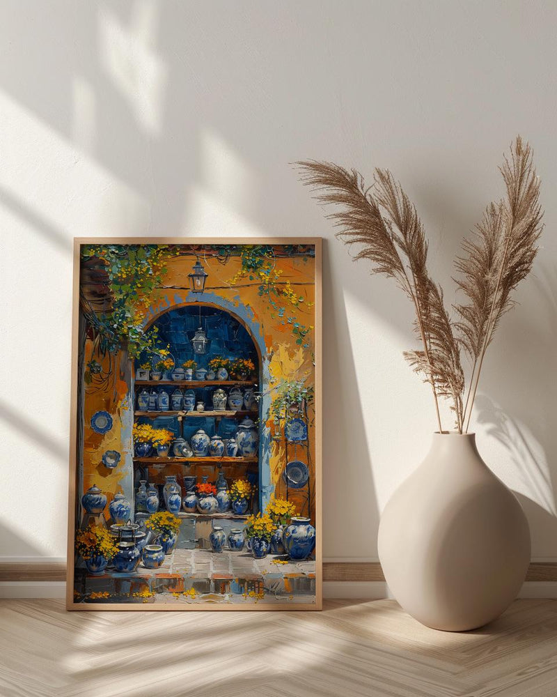 Mexico City Artisan Art Print, Talavera Pottery Decor - Summer Market