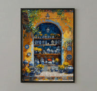 Mexico City Artisan Art Print, Talavera Pottery Decor - Summer Market