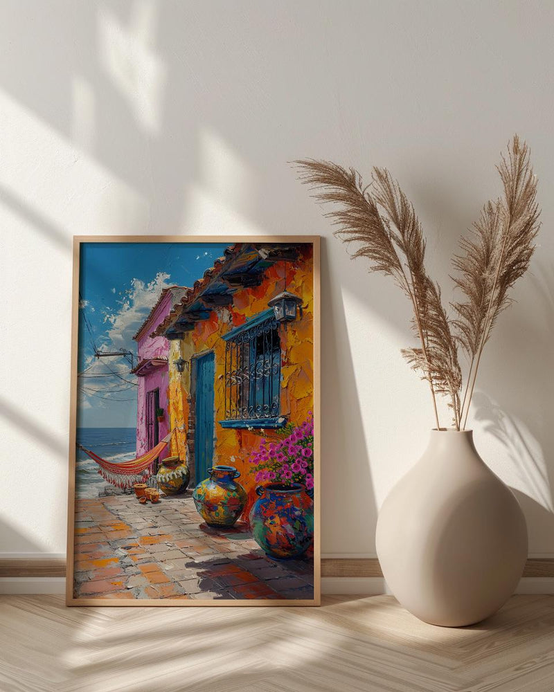 Nicaragua Market Art Print, Colorful Hammock Decor - Rustic Craft