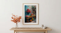 Mexico Flower Market, Red Rose Art Print - Orange Marigold Decor