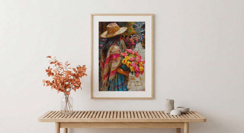 Ecuador Flower Art Print, Cuenca Plaza Wall Decor - Yellow Rose