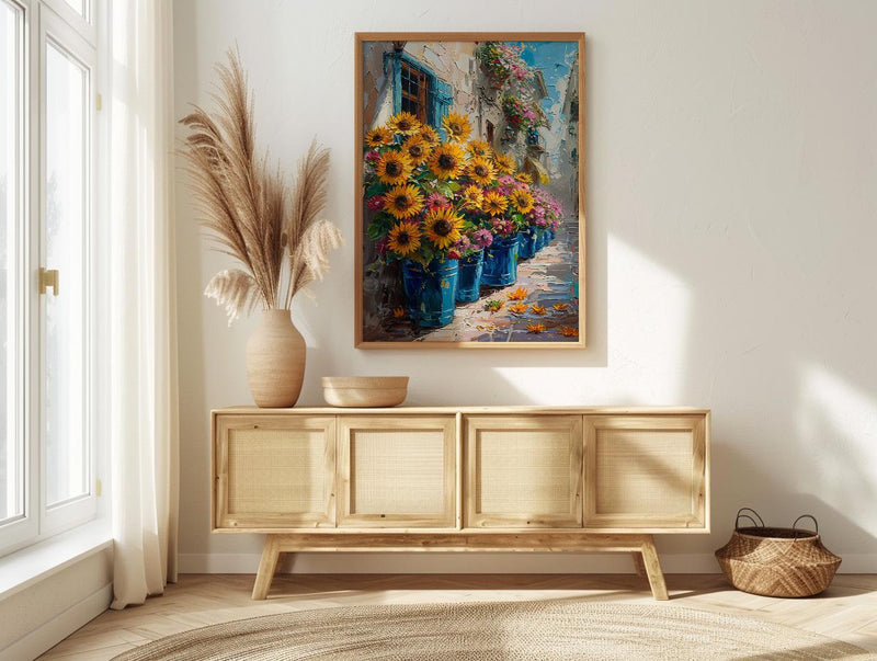 Buenos Aires Floral Wall Art, Argentina Market Decor - Bright Sunflower Print