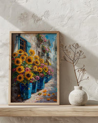 Buenos Aires Floral Wall Art, Argentina Market Decor - Bright Sunflower Print