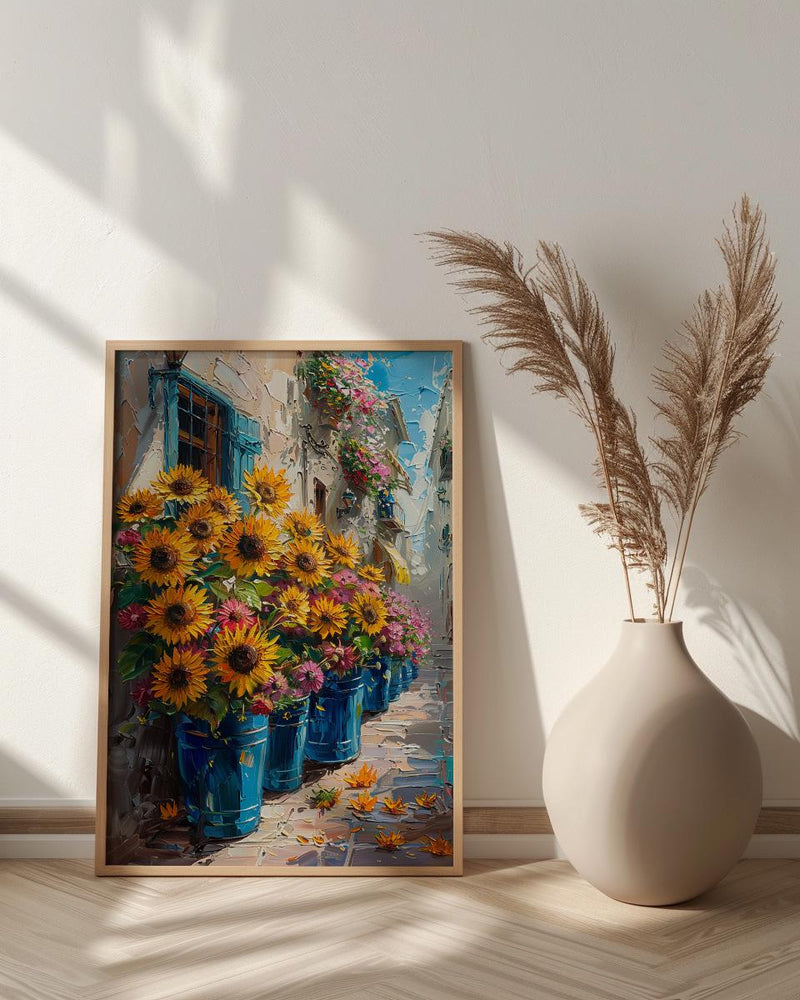 Buenos Aires Floral Wall Art, Argentina Market Decor - Bright Sunflower Print