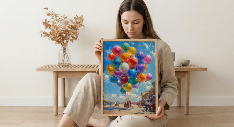 Mexico City Zocalo Art Print, Street Vendor Decor - Colorful Balloon