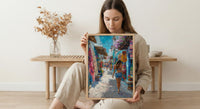 Cancun Market Poster, Mexico Souvenir Decor - Colorful Blanket Art
