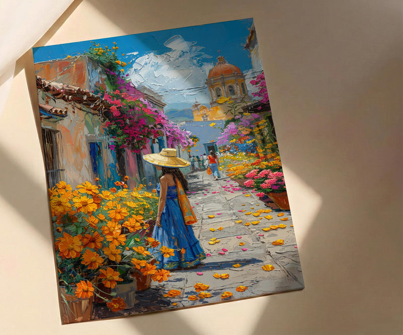 Mexico Amber Market Art Print, San Cristobal Decor - Summer Flower