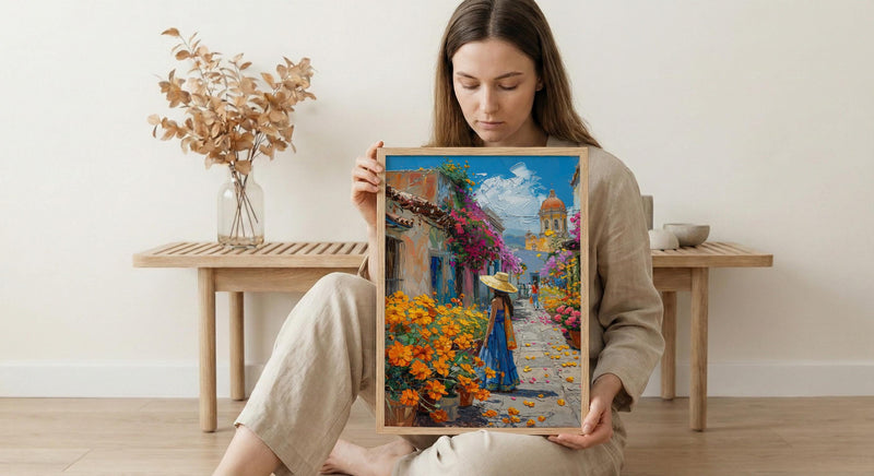 Mexico Amber Market Art Print, San Cristobal Decor - Summer Flower