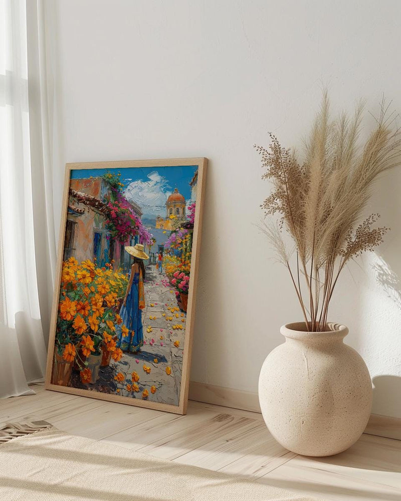 Mexico Amber Market Art Print, San Cristobal Decor - Summer Flower