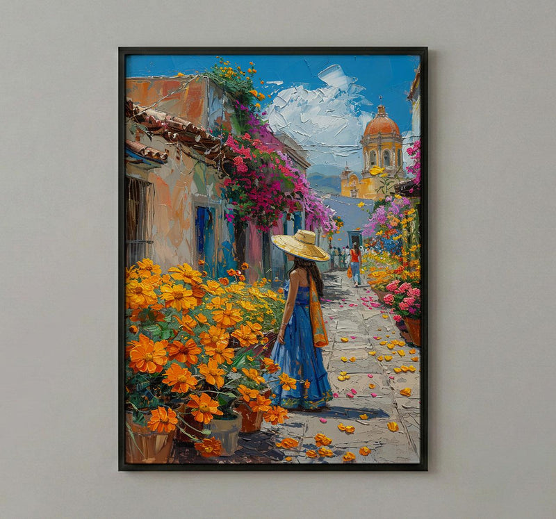 Mexico Amber Market Art Print, San Cristobal Decor - Summer Flower
