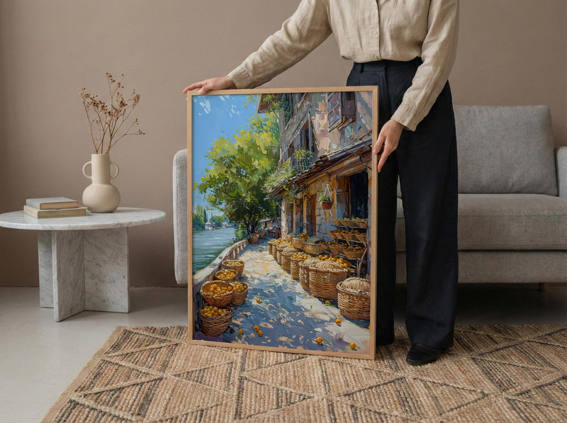 Argentina Market Wall Art, Riverfront Decor - Wicker Basket Print