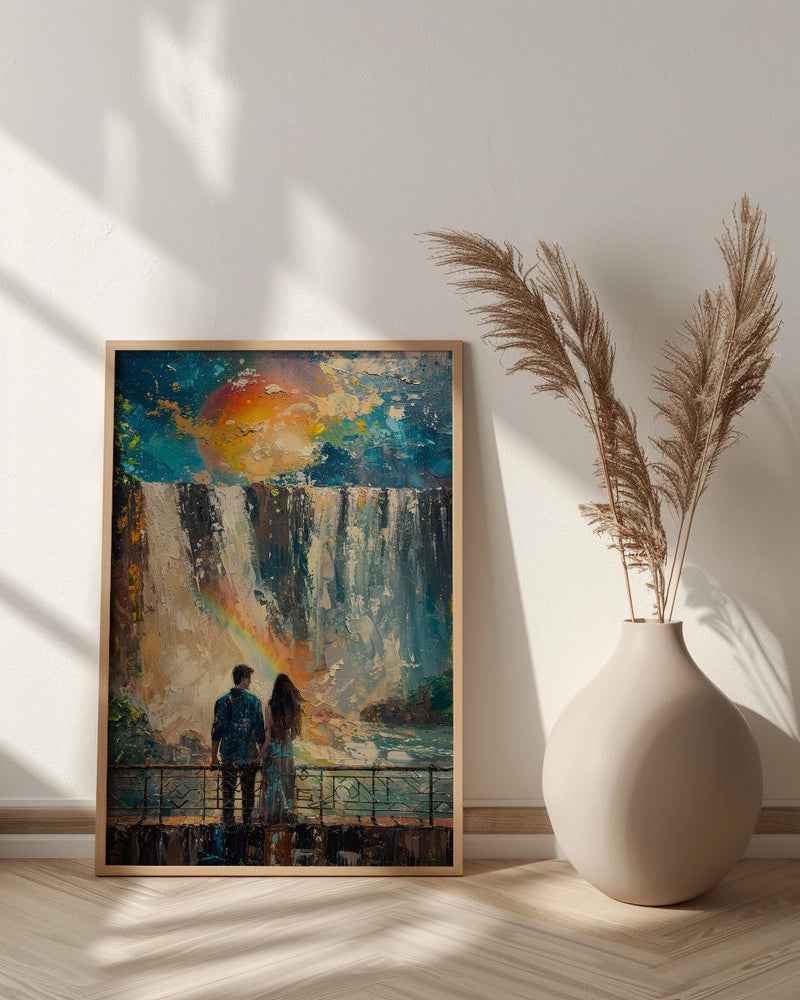 Iguazu Waterfall Nature Art Print, Brazil Jungle Decor - Bright Summer Rainbow Mist Scene