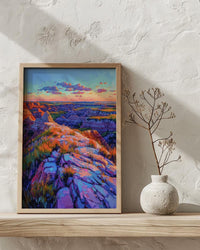 Badlands National Park Art Print, South Dakota Nature Decor - Striped Rock Golden Hour