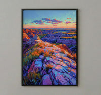 Badlands National Park Art Print, South Dakota Nature Decor - Striped Rock Golden Hour