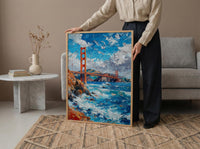 Golden Gate Bridge Poster, San Francisco City Bay Decor - Clearing Summer Fog Landscape