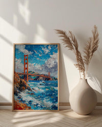 Golden Gate Bridge Poster, San Francisco City Bay Decor - Clearing Summer Fog Landscape