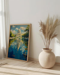 Washington DC Capitol Wall Art, Historic American City Decor - Green Summer Tree Landscape