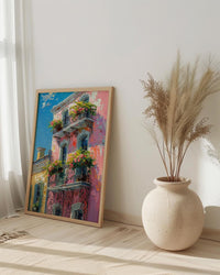 New Orleans French Quarter Poster, Historic Louisiana City Decor - Iron Balcony Summer Morning