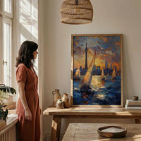 Toronto City Skyline Wall Art, Canada Modern Architecture Decor - Lake Ontario Summer Sailboat