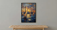 Toronto City Skyline Wall Art, Canada Modern Architecture Decor - Lake Ontario Summer Sailboat