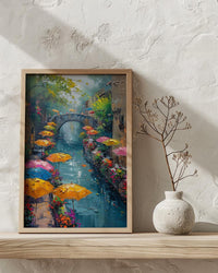 San Antonio River Walk Wall Art, Texas Travel Decor - Colorful Umbrella Summer Afternoon