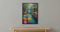 San Antonio River Walk Wall Art, Texas Travel Decor - Colorful Umbrella Summer Afternoon