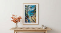 Vancouver Stanley Park Poster, Canadian Coastal City Decor - Lush Green Pine Summer View