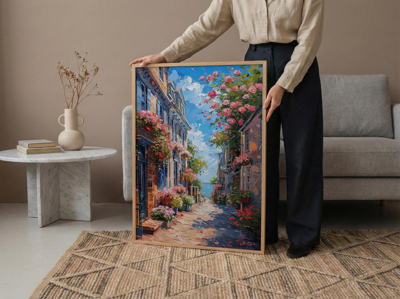 Philadelphia Elfreths Alley Wall Art, Historic American City Decor - Charming Brick House Summer