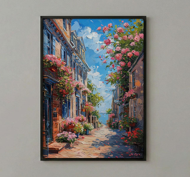 Philadelphia Elfreths Alley Wall Art, Historic American City Decor - Charming Brick House Summer