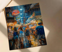 Seattle Pike Place Market Poster, Washington City Travel Decor - Glowing Neon Summer Sign
