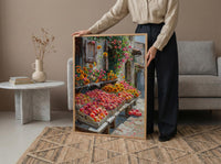 California Farmers Market Art Print, Fresh Summer Fruit Decor - Colorful Strawberry Sunflower Stand