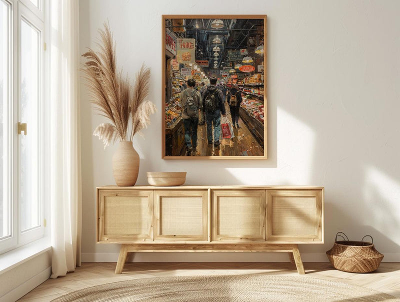 Philadelphia Reading Terminal Art Print, Indoor Food Market Decor - Warm Glowing Summer Light
