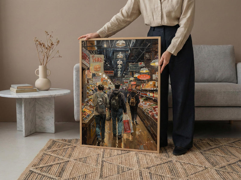 Philadelphia Reading Terminal Art Print, Indoor Food Market Decor - Warm Glowing Summer Light
