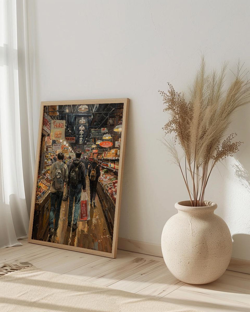 Philadelphia Reading Terminal Art Print, Indoor Food Market Decor - Warm Glowing Summer Light