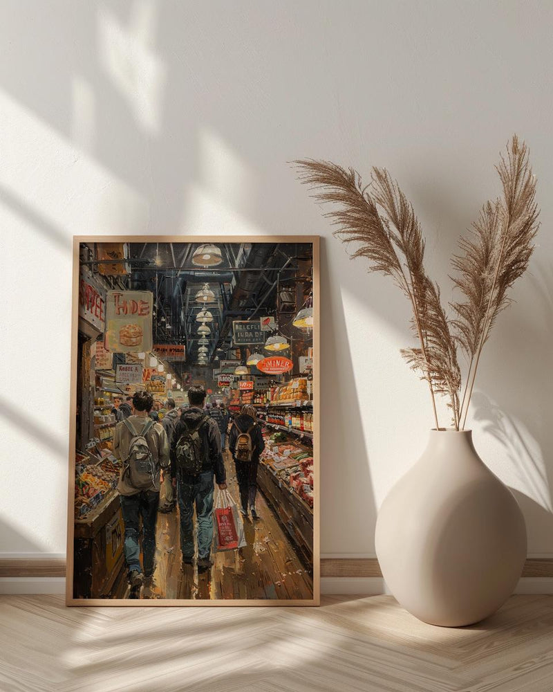 Philadelphia Reading Terminal Art Print, Indoor Food Market Decor - Warm Glowing Summer Light