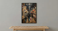 Philadelphia Reading Terminal Art Print, Indoor Food Market Decor - Warm Glowing Summer Light
