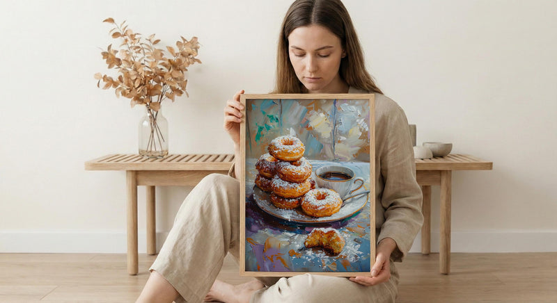 New Orleans Cafe Wall Art, French Quarter Food Decor - Sweet Beignet Summer Morning