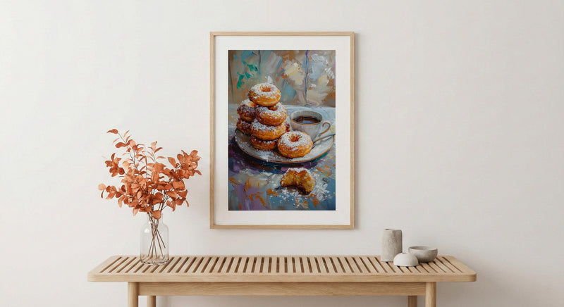 New Orleans Cafe Wall Art, French Quarter Food Decor - Sweet Beignet Summer Morning
