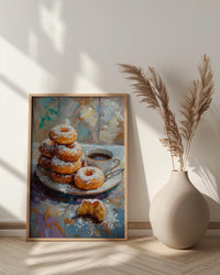 New Orleans Cafe Wall Art, French Quarter Food Decor - Sweet Beignet Summer Morning