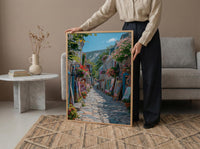 Quebec City Art Market Print, Historic Canadian Street Decor - Colorful Easel Summer View