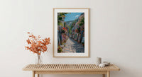 Quebec City Art Market Print, Historic Canadian Street Decor - Colorful Easel Summer View