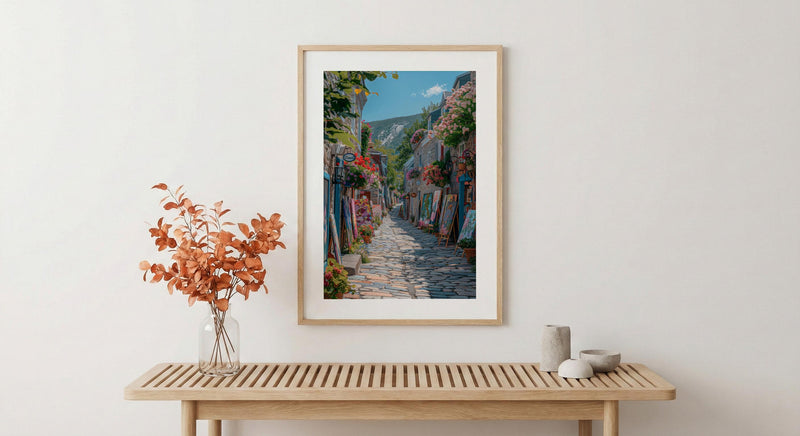 Quebec City Art Market Print, Historic Canadian Street Decor - Colorful Easel Summer View
