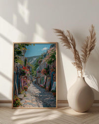 Quebec City Art Market Print, Historic Canadian Street Decor - Colorful Easel Summer View