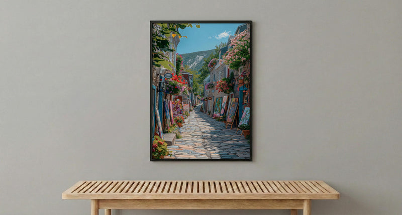 Quebec City Art Market Print, Historic Canadian Street Decor - Colorful Easel Summer View