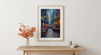 New York Chelsea Market Wall Art, Rustic Brick Food Decor - Vintage Light Summer Crowd