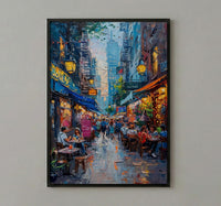 New York Chelsea Market Wall Art, Rustic Brick Food Decor - Vintage Light Summer Crowd