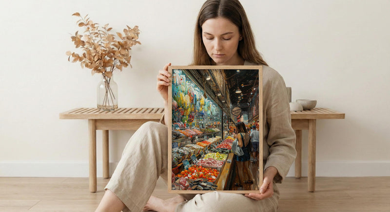 Toronto St Lawrence Market Poster, Canadian Food Travel Decor - Fresh Produce Summer Scene